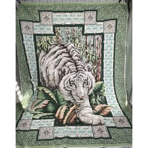 White‎ Tiger Jungle Animal Quilt Fabric Panel 35.5" X 46" By Springs Industries